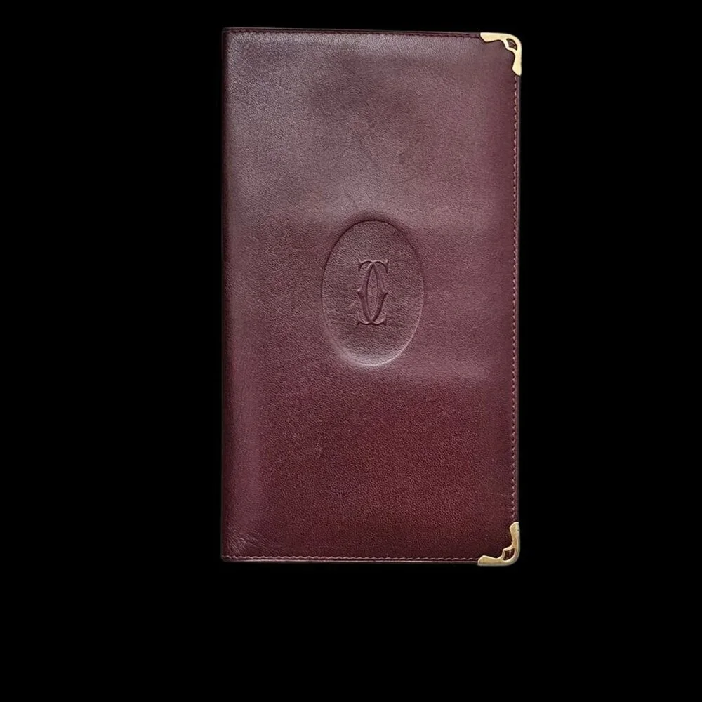 Cartier Must Les De Cartier Bi-fold Bordeaux Leather Vintage Long Wallet